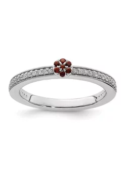 Deals 🔥 1/10 ct. t.w. Garnet and 1/8 ct. t.w. Diamond Stackable Expressions Ring in 14K Gold by Belk & Co. 🧨