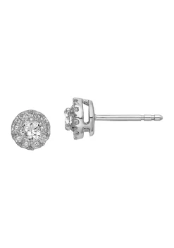 Best deal 🧨 1/2 ct. t.w. Lab Grown Diamond Round Halo Earrings in 14K White Gold by Belk & Co. 🔥