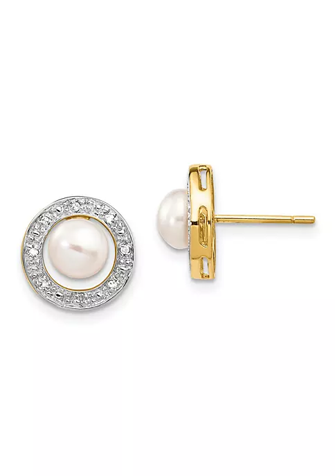 Coupon ๐ 0.056 ct. t.w. Diamond with Rhodium 5-6mm Semi-round Freshwater Cultured Pearl Earrings in 14K Yellow Gold by Belk & Co. ๐งจ 1 Coupon ๐ 0.056 ct. t.w. Diamond with Rhodium 5-6mm Semi-round Freshwater Cultured Pearl Earrings in 14K Yellow Gold by Belk & Co. ๐งจ