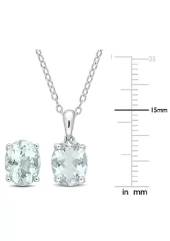 New 🛒 2-Piece Set of 4.50 ct. t.g.w. Aquamarine Earrings and Pendant with Chain in Sterling Silver by Belk & Co. 😍 -DealsBelk & Co. Store Belk 36939