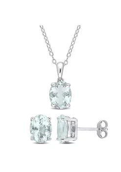 New 🛒 2-Piece Set of 4.50 ct. t.g.w. Aquamarine Earrings and Pendant with Chain in Sterling Silver by Belk & Co. 😍 -DealsBelk & Co. Store Belk 36941