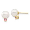 Top 10 🎁 1/8 ct. t.w. Pink Topaz and 7-7.5mm White Round Freshwater Cultured Pearl Post Earrings in 14K Yellow Gold by Belk & Co. 🎁