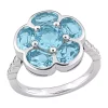 Flash Sale ⌛ 3.3 ct. t.w. Blue Topaz and Diamond Accent Floral Ring in Sterling Silver by Belk & Co. ✔️