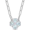 Discount ✔️ 3.92 ct. t.g.w. Sky Blue Topaz and Diamond Accent Floral Heart Paperclip Chain Necklace in Sterling Silver by Belk & Co. 😍
