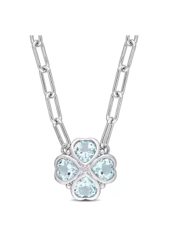 Discount ✔️ 3.92 ct. t.g.w. Sky Blue Topaz and Diamond Accent Floral Heart Paperclip Chain Necklace in Sterling Silver by Belk & Co. 😍 -DealsBelk & Co. Store Belk 36978