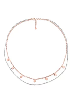 Best Pirce 😉 Two-Tone Heart and Ball Bead Chain Necklace in 18k Rose Gold Plated Sterling Silver, 19.5" by Belk & Co. 🔔 -DealsBelk & Co. Store Belk 36999