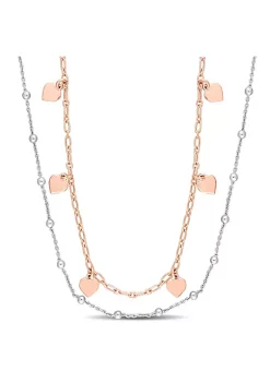 Best Pirce 😉 Two-Tone Heart and Ball Bead Chain Necklace in 18k Rose Gold Plated Sterling Silver, 19.5" by Belk & Co. 🔔 -DealsBelk & Co. Store Belk 37000