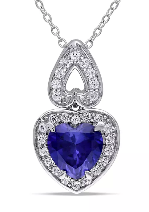Wholesale 🔔 Lab Created 3.12 ct. t.g.w. Created Blue and Created White Sapphire Heart Halo Pendant with Chain in Sterling Silver by Belk & Co. 🥰 1 Wholesale 🔔 Lab Created 3.12 ct. t.g.w. Created Blue and Created White Sapphire Heart Halo Pendant with Chain in Sterling Silver by Belk & Co. 🥰