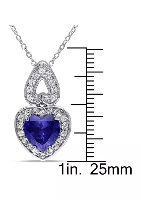 Wholesale 🔔 Lab Created 3.12 ct. t.g.w. Created Blue and Created White Sapphire Heart Halo Pendant with Chain in Sterling Silver by Belk & Co. 🥰 2 Wholesale 🔔 Lab Created 3.12 ct. t.g.w. Created Blue and Created White Sapphire Heart Halo Pendant with Chain in Sterling Silver by Belk & Co. 🥰 - Image 2