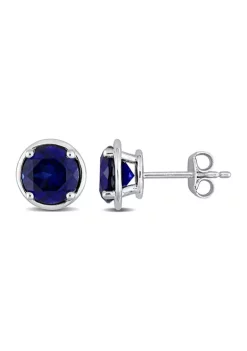 Deals 🛒 Lab Created 3.22 ct. t.g.w. Created Sapphire Bezel Style Stud Earrings in Sterling Silver by Belk & Co. 🎉 -DealsBelk & Co. Store Belk 37019