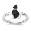 Best Pirce 🌟 Sterling Silver Stackable Expressions Black Enameled Cat Ring by Belk & Co. ⌛