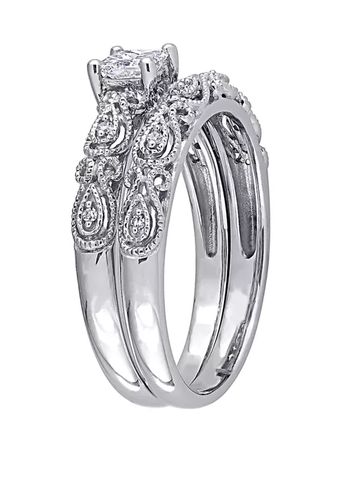 New ๐คฉ 1/3 ct. t.w. Diamond Princess Cut Vintage Bridal Set by Belk & Co. ๐ 2 New ๐คฉ 1/3 ct. t.w. Diamond Princess Cut Vintage Bridal Set by Belk & Co. ๐ - Image 2