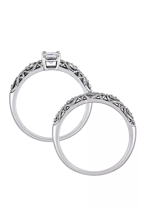 New ๐คฉ 1/3 ct. t.w. Diamond Princess Cut Vintage Bridal Set by Belk & Co. ๐ 3 New ๐คฉ 1/3 ct. t.w. Diamond Princess Cut Vintage Bridal Set by Belk & Co. ๐ - Image 3