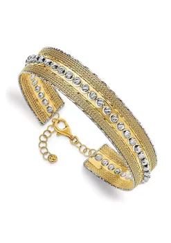 Top 10 😍 14K Two Tone Diamond Cut and Textured with Safety Chain Bangle by Belk & Co. ✔️ -DealsBelk & Co. Store Belk 37066