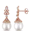 Buy 🤩 1/10 ct. t.w. Diamond and 9 to 9.5 Millimeter Cultured Freshwater Pearl Vintage Drop Earrings in 14k Rose Gold by Belk & Co. ⭐