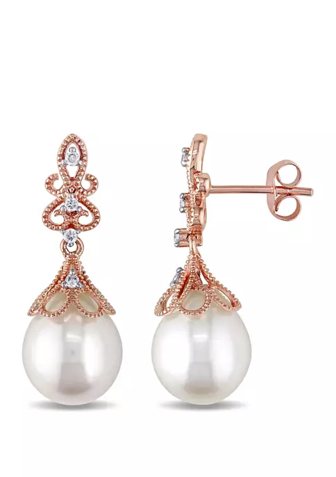 Buy ๐คฉ 1/10 ct. t.w. Diamond and 9 to 9.5 Millimeter Cultured Freshwater Pearl Vintage Drop Earrings in 14k Rose Gold by Belk & Co. โญ 3 Buy ๐คฉ 1/10 ct. t.w. Diamond and 9 to 9.5 Millimeter Cultured Freshwater Pearl Vintage Drop Earrings in 14k Rose Gold by Belk & Co. โญ - Image 3
