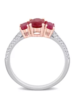 Buy 💯 1.5 ct. t.w. Ruby and 1/6 ct. t.w. Diamond 3 Stone Ring in 14k Two Tone Gold by Belk & Co. 🧨 -DealsBelk & Co. Store Belk 37077