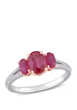 Buy 💯 1.5 ct. t.w. Ruby and 1/6 ct. t.w. Diamond 3 Stone Ring in 14k Two Tone Gold by Belk & Co. 🧨 -DealsBelk & Co. Store Belk 37078