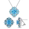 Best Pirce 👍 2-Piece Set of 12.35 ct. t.g.w. Swiss Blue Topaz and London Blue Topaz Earrings and Pendant with Chain in Sterling Silver by Belk & Co. 🎉