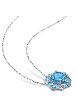 Best Pirce 👍 2-Piece Set of 12.35 ct. t.g.w. Swiss Blue Topaz and London Blue Topaz Earrings and Pendant with Chain in Sterling Silver by Belk & Co. 🎉 -DealsBelk & Co. Store Belk 37082