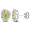Best Sale 🥰 4/5 CT TGW Fancy Shaped Yellow Sapphire and 1/5 CT TW Diamond Halo Stud Earrings in 14k White Gold by Belk & Co. 🛒
