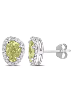 Best Sale 🥰 4/5 CT TGW Fancy Shaped Yellow Sapphire and 1/5 CT TW Diamond Halo Stud Earrings in 14k White Gold by Belk & Co. 🛒 -DealsBelk & Co. Store Belk 37090