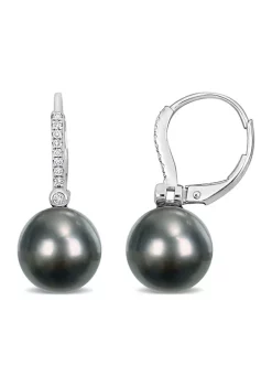 Best reviews of ✔️ 10-10.5mm Black Tahitian Cultured Freshwater Pearl and 1/8 CT TDW Diamond Leverback Earrings in 14k White Gold by Belk & Co. 👍 -DealsBelk & Co. Store Belk 37094