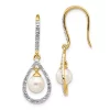 Flash Sale 😉 0.02 ct. t.w. Diamond and 6-7mm White Round Freshwater Cultured Pearl Dangle Earrings in 14K Yellow Gold by Belk & Co. 🎉