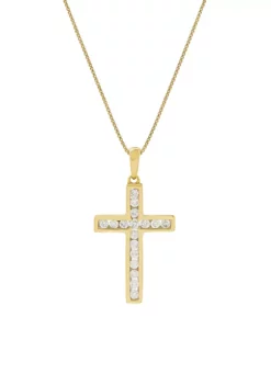 Discount 🔔 1/4 ct. t.w. Diamond Cross Pendant Necklace in 10k Yellow Gold by Belk & Co. 😀