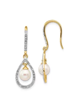 Flash Sale 😉 0.02 ct. t.w. Diamond and 6-7mm White Round Freshwater Cultured Pearl Dangle Earrings in 14K Yellow Gold by Belk & Co. 🎉 11 Flash Sale 😉 0.02 ct. t.w. Diamond and 6-7mm White Round Freshwater Cultured Pearl Dangle Earrings in 14K Yellow Gold by Belk & Co. 🎉 -DealsBelk & Co. Store Belk 37100