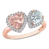 Promo 🛒 Heart Shape Morganite Pear Shape Aquamarine and 1/5 CT TW Diamond Ring in 10k Rose Gold by Belk & Co. ✔️
