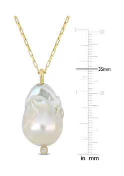 Buy ✨ 14.5-15MM Freshwater Cultured Pearl and Diamond Accent Necklace in 14K Yellow Gold by Belk & Co. ⌛ -DealsBelk & Co. Store Belk 37113