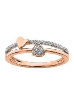 Wholesale 💯 1/8 ct. t.w. Diamond Hearts Polished Ring in 14K Rose Gold by Belk & Co. 🎁