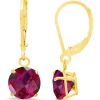 Top 10 🔥 10K Yellow Gold Round Checkerboard Cut Created Ruby Leverback Earrings by Belk & Co. ✔️