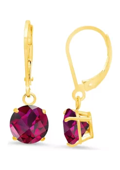 Top 10 🔥 10K Yellow Gold Round Checkerboard Cut Created Ruby Leverback Earrings by Belk & Co. ✔️