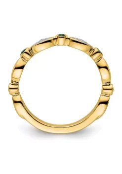 Discount 🛒 0.07 ct. t.w. Lab Created Emerald, 0.054 ct. t.w. Diamonds Stackable Expressions Ring in 14K Gold by Belk & Co. 🌟 -DealsBelk & Co. Store Belk 37140
