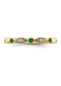 Discount 🛒 0.07 ct. t.w. Lab Created Emerald, 0.054 ct. t.w. Diamonds Stackable Expressions Ring in 14K Gold by Belk & Co. 🌟 -DealsBelk & Co. Store Belk 37143