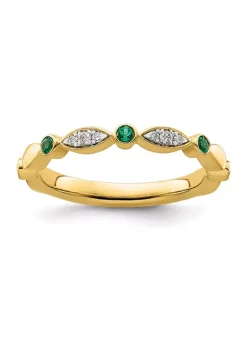 Discount 🛒 0.07 ct. t.w. Lab Created Emerald, 0.054 ct. t.w. Diamonds Stackable Expressions Ring in 14K Gold by Belk & Co. 🌟 -DealsBelk & Co. Store Belk 37144