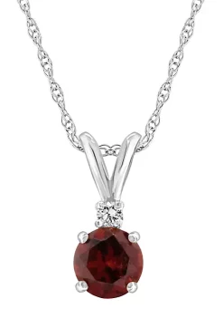 Flash Sale ๐ 14K Gold 5mm Round Garnet Diamond Accent Pendant by Belk & Co. ๐ฏ