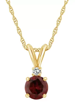 Flash Sale 🛒 14K Gold 5mm Round Garnet Diamond Accent Pendant by Belk & Co. 💯 -DealsBelk & Co. Store Belk 37166