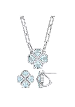 New ๐ฏ 2-Piece Set of 8.30 ct. t.g.w. Sky Blue Topaz and 1/10 ct. t.w. Diamond Earrings and Pendant with Chain in Sterling Silver by Belk & Co. ๐