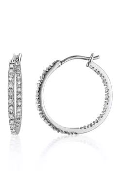 Cheapest 🛒 Diamond Hoop Earrings in Sterling Silver by Belk & Co. 👍 -DealsBelk & Co. Store Belk 3720