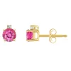 Best deal 😀 14K Gold 4mm Round Pink Topaz Diamond Accent Earrings by Belk & Co. 🧨