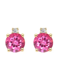 Best deal 😀 14K Gold 4mm Round Pink Topaz Diamond Accent Earrings by Belk & Co. 🧨 -DealsBelk & Co. Store Belk 37205