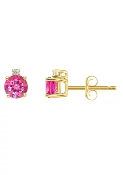 Best deal 😀 14K Gold 4mm Round Pink Topaz Diamond Accent Earrings by Belk & Co. 🧨 -DealsBelk & Co. Store Belk 37207