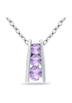 Coupon 🌟 3/8 ct. t.w. Amethyst 3-Stone Ladder Pendant Necklace in Sterling Silver by Belk & Co. 🤩