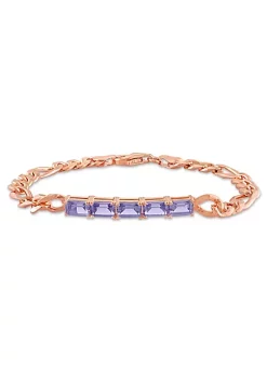 Deals 🥰 Lab Created 2.25 CT TGW Simulated Alexandrite Birthstone Link Bracelet in Rose Plated Sterling Silver by Belk & Co. ⌛