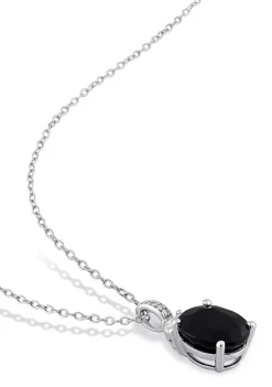 Discount ✨ 4 CT TGW Black Sapphire and Created White Sapphire and Diamond Accent Pendant with Chain in Sterling Silver by Belk & Co. 🧨 -DealsBelk & Co. Store Belk 37220