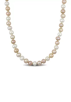 Buy 🧨 8-8.5MM Multi-Colored Cultured Freshwater Pearl Graduated Necklace in Sterling Silver, 18 in by Belk & Co. 💯 -DealsBelk & Co. Store Belk 37227