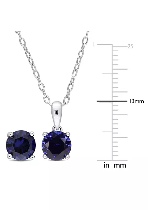 Best Pirce ✨ Lab Created 2-Piece Set of 3 ct. t.g.w. Created Blue Sapphire Solitaire Earrings and Pendant with Chain in Sterling Silver by Belk & Co. 🧨 3 Best Pirce ✨ Lab Created 2-Piece Set of 3 ct. t.g.w. Created Blue Sapphire Solitaire Earrings and Pendant with Chain in Sterling Silver by Belk & Co. 🧨 - Image 3